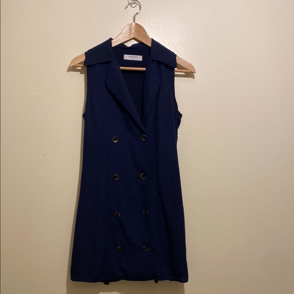 COMMENSE Navy Sleeveless Double-Breasted Dress. Size Xs - Picture 1 of 7